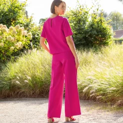 Blouse fluide col V manches courtes, unie