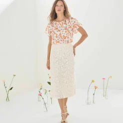 Blouse imprimée fleurs, noeud fantaisie