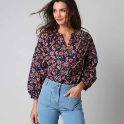 Blouse imprimée manches blousantes