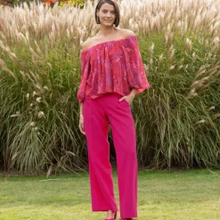 Blouse élastiquée manches blousantes, mousseline imprimé fleuri