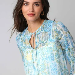 Blouse légère imprimée patch