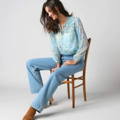 Blouse légère imprimée patch