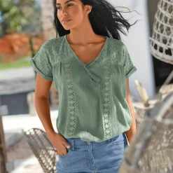 Blouse macramé, crépon coton