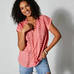 Blouse macramé, crépon coton