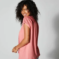 Blouse macramé, crépon coton