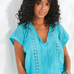 Blouse macramé, crépon coton