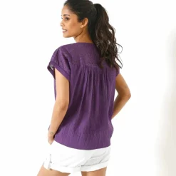 Blouse macramé, crépon coton