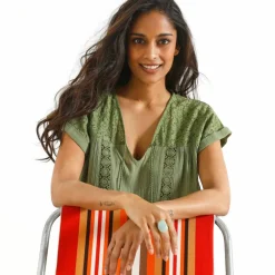 Blouse macramé, crépon coton