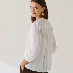 Blouse macramé manches 3/4