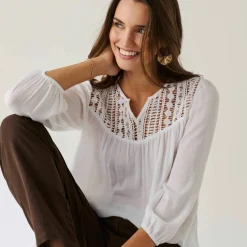 Blouse macramé manches 3/4