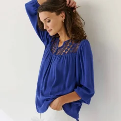 Blouse macramé manches 3/4