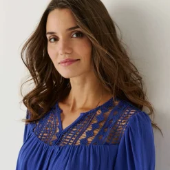 Blouse macramé manches 3/4