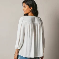 Blouse macramé manches 3/4