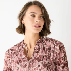Blouse plissée imprimé fleuri, voile