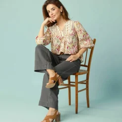 Blouse Spécial Petites avec macramé et manches 3/4