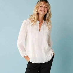 Blouse unie spécial Petites plis piqués, doublée