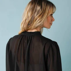 Blouse unie spécial Petites plis piqués, doublée