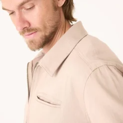 Blouson zippé col chemise toile canvas