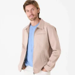 Blouson zippé col chemise toile canvas