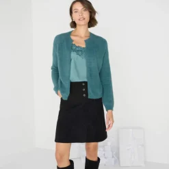 Boléro maille poilue manches longues