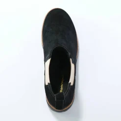 Boots chelsea croûte de cuir, semelle crantée épaisse