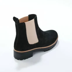 Boots chelsea croûte de cuir, semelle crantée épaisse