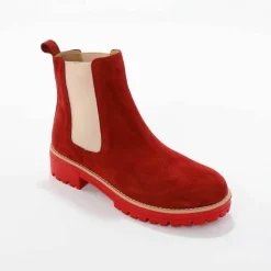 Boots chelsea croûte de cuir, semelle crantée épaisse