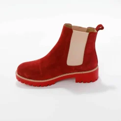 Boots chelsea croûte de cuir, semelle crantée épaisse