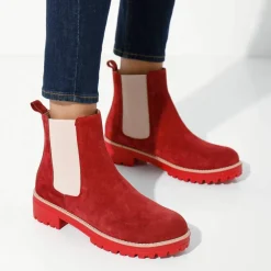 Boots chelsea croûte de cuir, semelle crantée épaisse