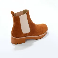 Boots chelsea croûte de cuir, semelle crantée épaisse