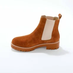 Boots chelsea croûte de cuir, semelle crantée épaisse