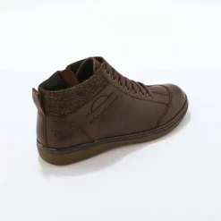 Boots détente lacées et zippées en cuir