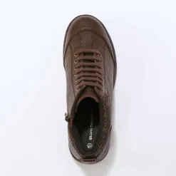 Boots détente lacées et zippées en cuir