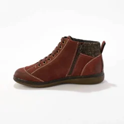 Boots détente lacées et zippées en cuir