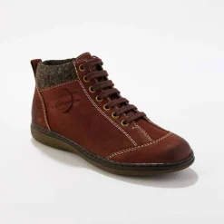 Boots détente lacées et zippées en cuir