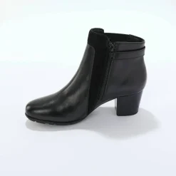Boots en cuir bi-matière élastiquées à boucle et à talon