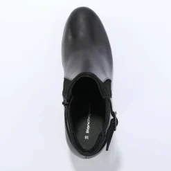 Boots en cuir bi-matière élastiquées à boucle et à talon