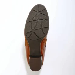 Boots en cuir bi-matière élastiquées à boucle et à talon