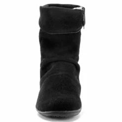 Boots fourrées en croûte de cuir