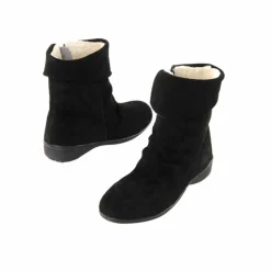 Boots fourrées en croûte de cuir