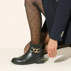 Boots élastiquée zippée, chaîne dorée