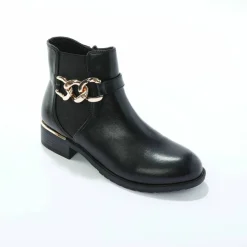 Boots élastiquée zippée, chaîne dorée