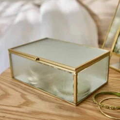 Boîte de rangement en verre et métal