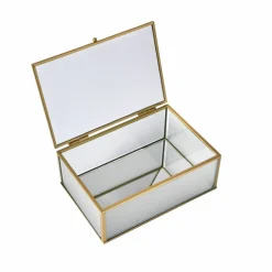 Boîte de rangement en verre et métal