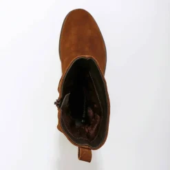 Bottes fourrées en cuir plissé