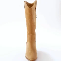 Bottes hautes santiags, cuir suédé