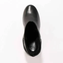 Bottes plissées mi-hautes en cuir avec semelle compensée invisible - noir