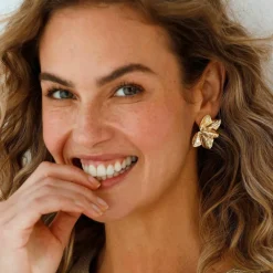 Boucles d'oreilles pétales dorés