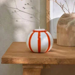 Bougeoir rond rayures orange