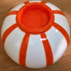 Bougeoir rond rayures orange